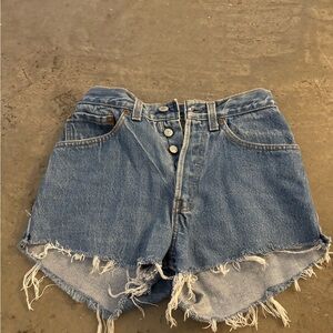 Levi's Blue Frayed Jean Shorts